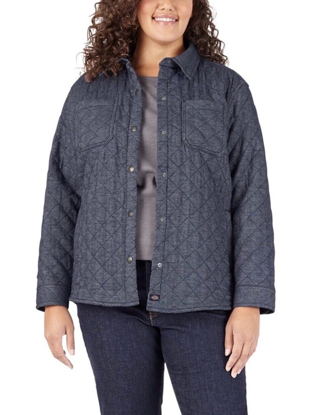Dickies Quilted Flannel Shirt Jacket Jersey Lined Snap Closure Women’s 2XL